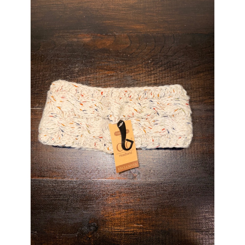 CC Exclusives Women Oatmeal Cable Knit Fuzzy Lined Headband HW-33 NEW - Picture 4 of 4